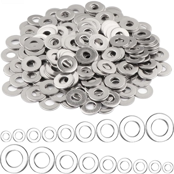 580 Pcs Stainless Steel Flat Washer, TGY Fender Washers Assortment Kit, 9 Sizes Metal Washers for Automotive, Industrial & Home Use