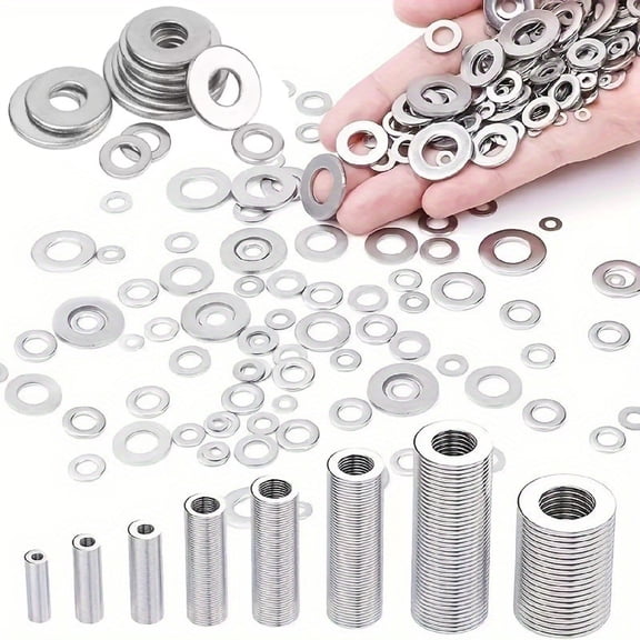 580 Pcs Stainless Steel Flat Washers, TGY Fender Washers Assortment Set, Assorted Hardware Lock Metal Washers Kit for Screws, Bolts, Home & Factory Use