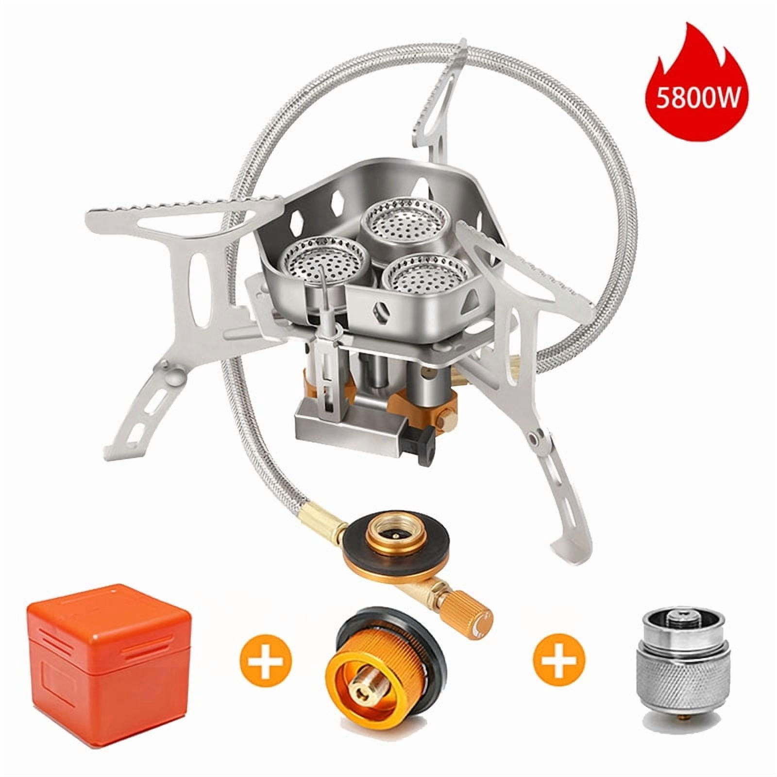 5800W Outdoor Three Head Stove Camping Windproof Stove Portable Camping Picnic Burner Hiking Foldable Ultralight Split Gas Stove