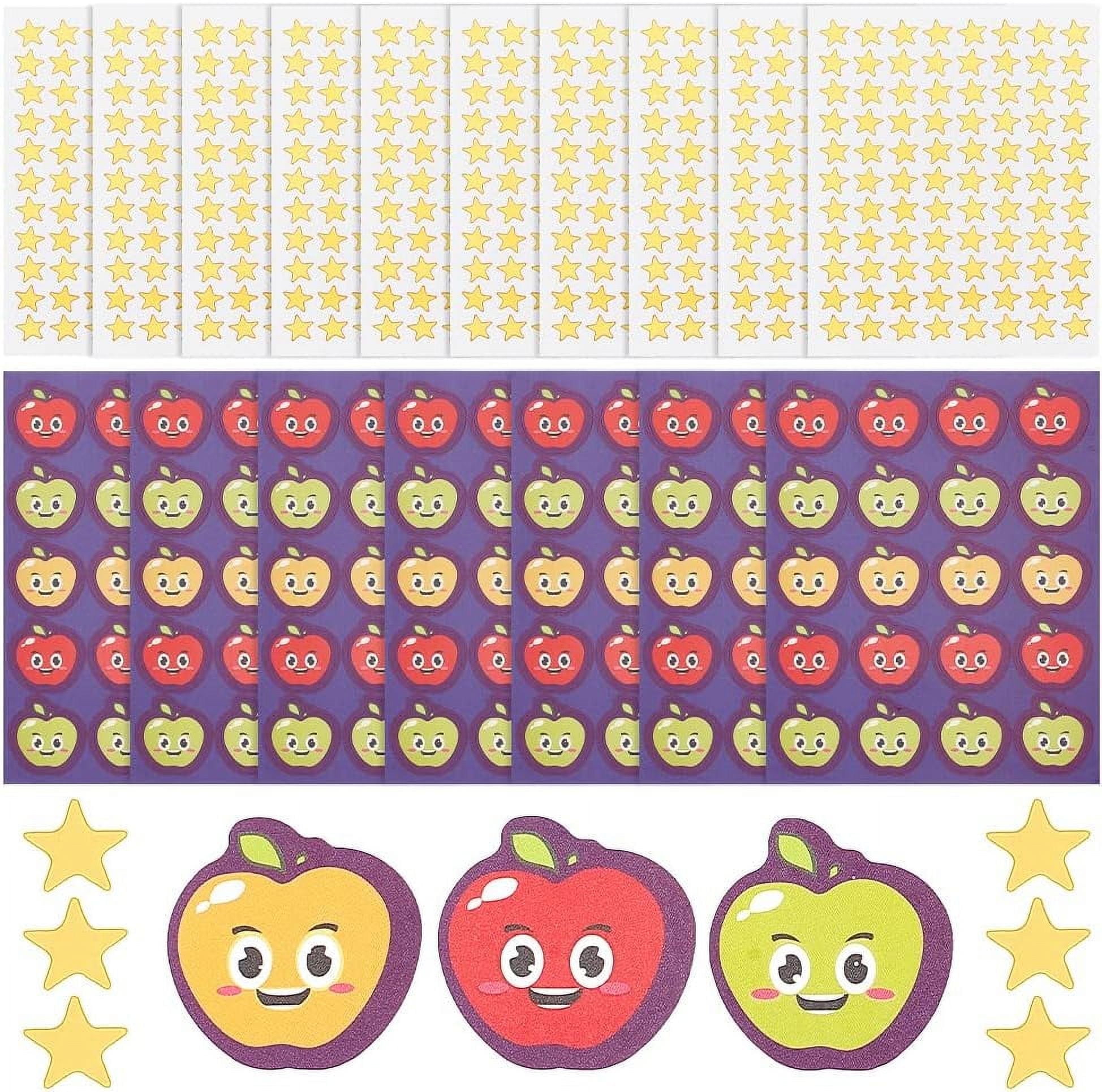 5800pcs/120 Sheets Apples Shape Stickers Red Apples Stickers Gold Star ...