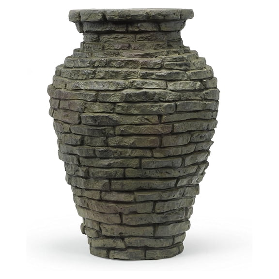 58014 Landscape and Garden, Mini Stacked Urn Water Fountain, Gray Slate