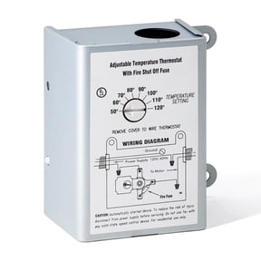 58034 Attic Fan Thermostat Control Replacement,Adjustable Temperature Finger Dial Switch,Attic Fan Adjustable Thermostat w/Fire Shut Off Fuse for Lomanco F0510B2944, F0510B249