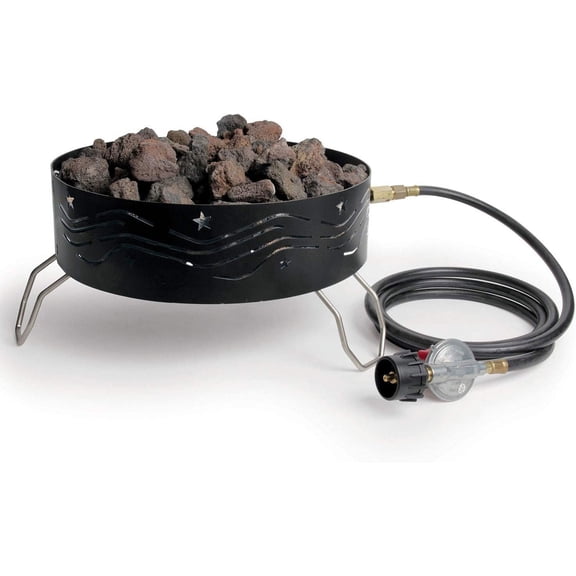 58041 Portable Campfire Outdoor Propane Heater Compact Fire Pit with Lava Rocks for Camping, Tailgating, and Patios, Black
