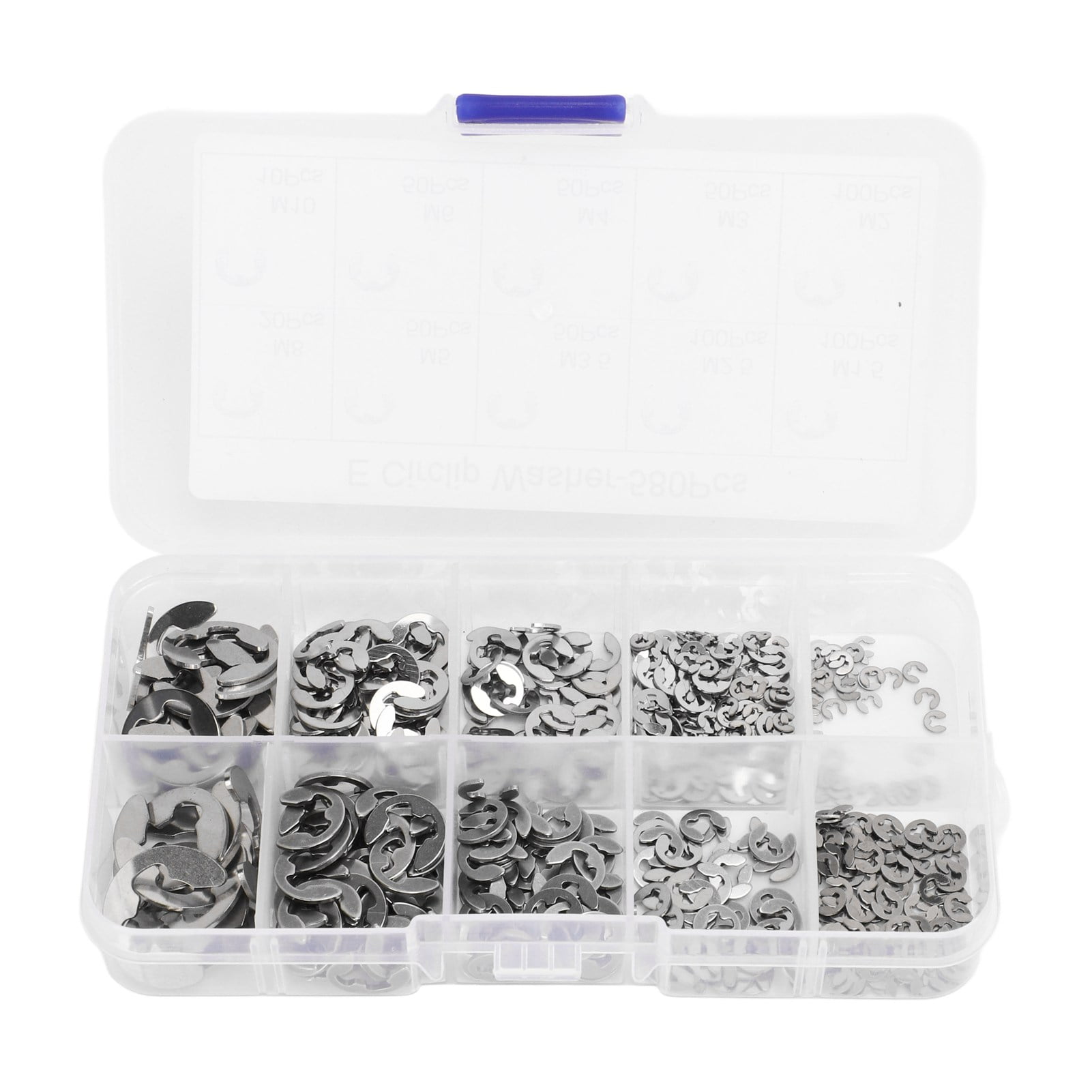 Washers Box Set 580Pcs E Circlip Washer Set with Storage Box Stainless Steel Firm ...