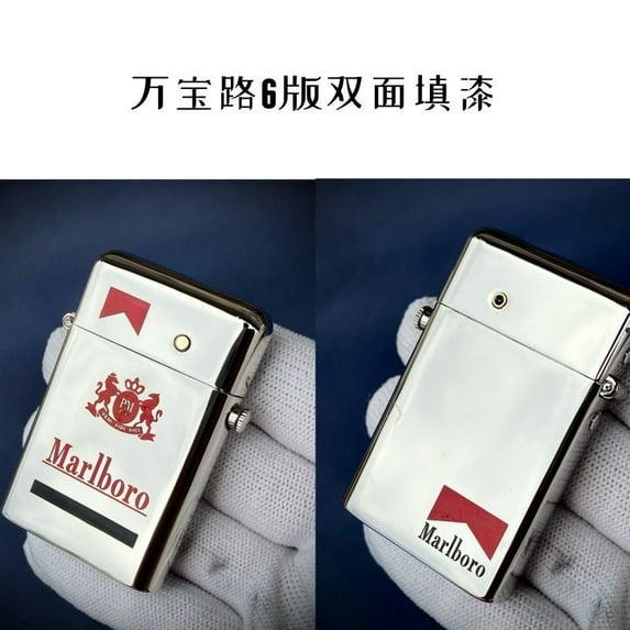 581 Classic Marlboro 6th Edition semi-automatic ejection mechanical linkage kerosene lighter for men,经典万宝路6版