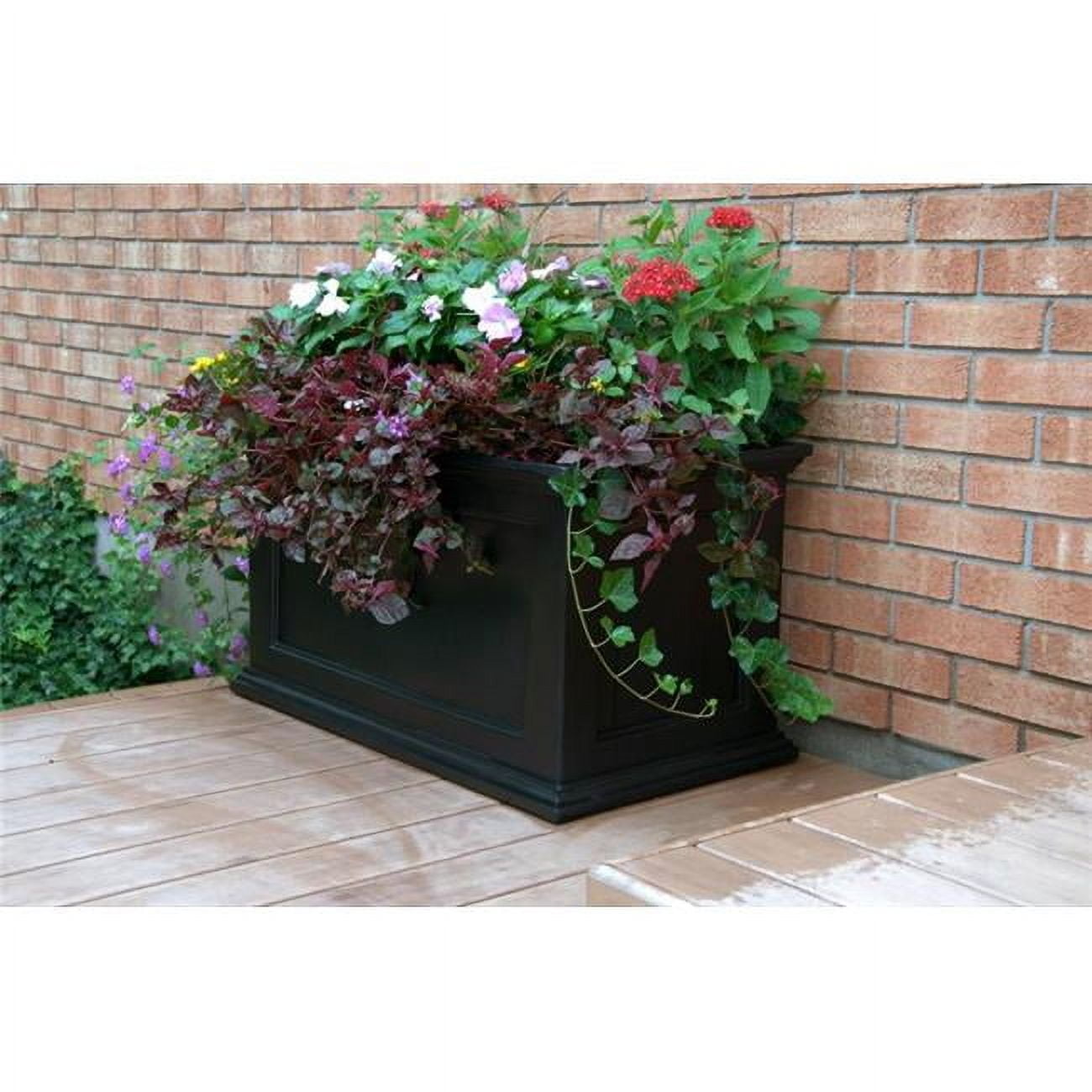 Fairfield 36"x20" Classic Black Self-Watering Polyethylene Planter
