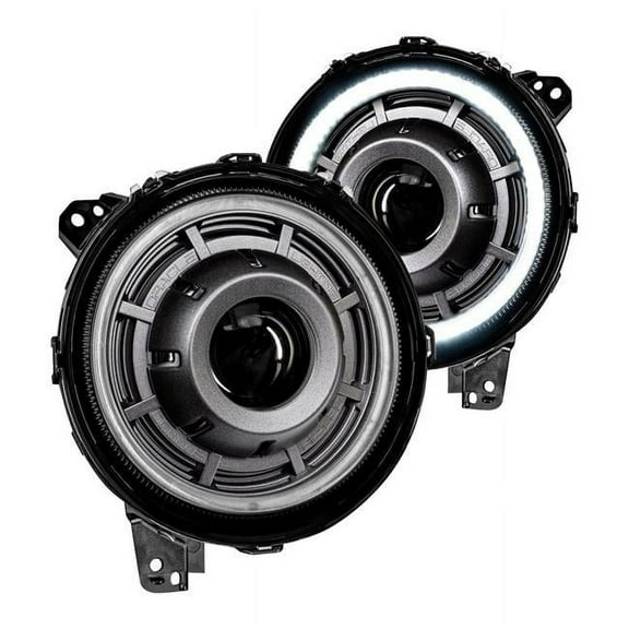 5839504PAU Round Graphite Metallic Oculus Halo Projector Bi-LED Headlights 5500K for 2020 Jeep Gladiator