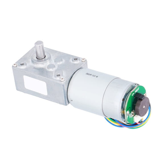 5840-555 DC 24V 27RPM Worm Gear Motor with Encoder, Self Locking Speed Reduction High Torsion PMDC Motor (2.3 x 1.6 inches / 58 x 40 mm)