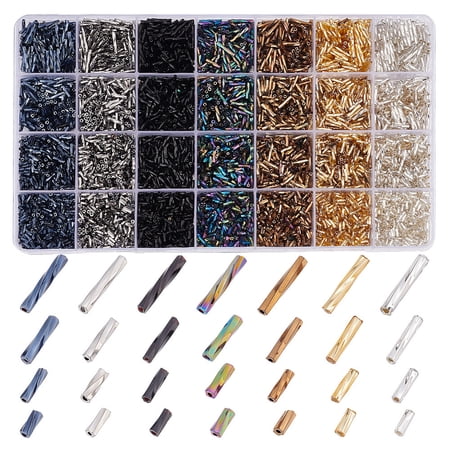 5845Pcs 28 Style Glass Twisted Beads Mixed Style Mixed Color 5~12x2mm Hole: 0.5mm