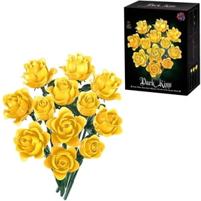 YOUEEFY 585 Pcs Yellow Roses Bouquet Building Block Sets, DIY Botanical Model