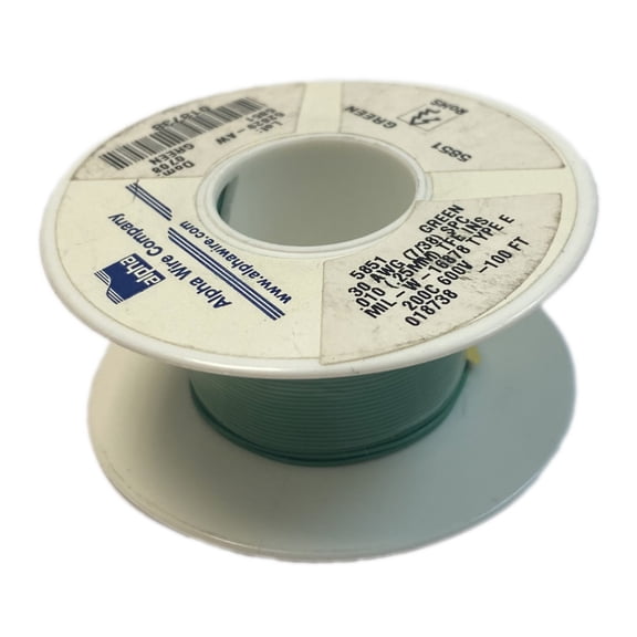 5851GR005 30AWG UL1213 Green Alpha Wire Single Conductor
