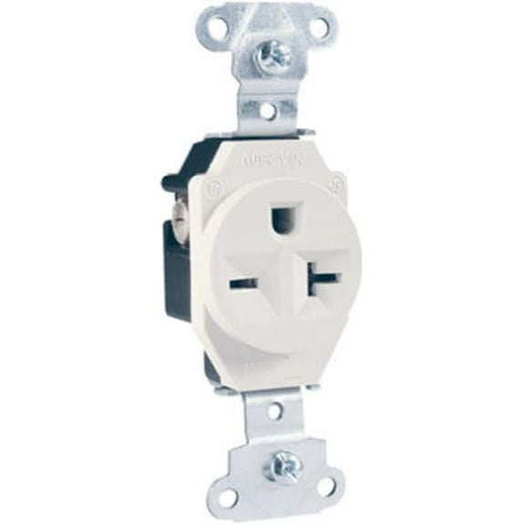5851WCC8 Heavy Duty Single Outlet, 20A, 250V, White