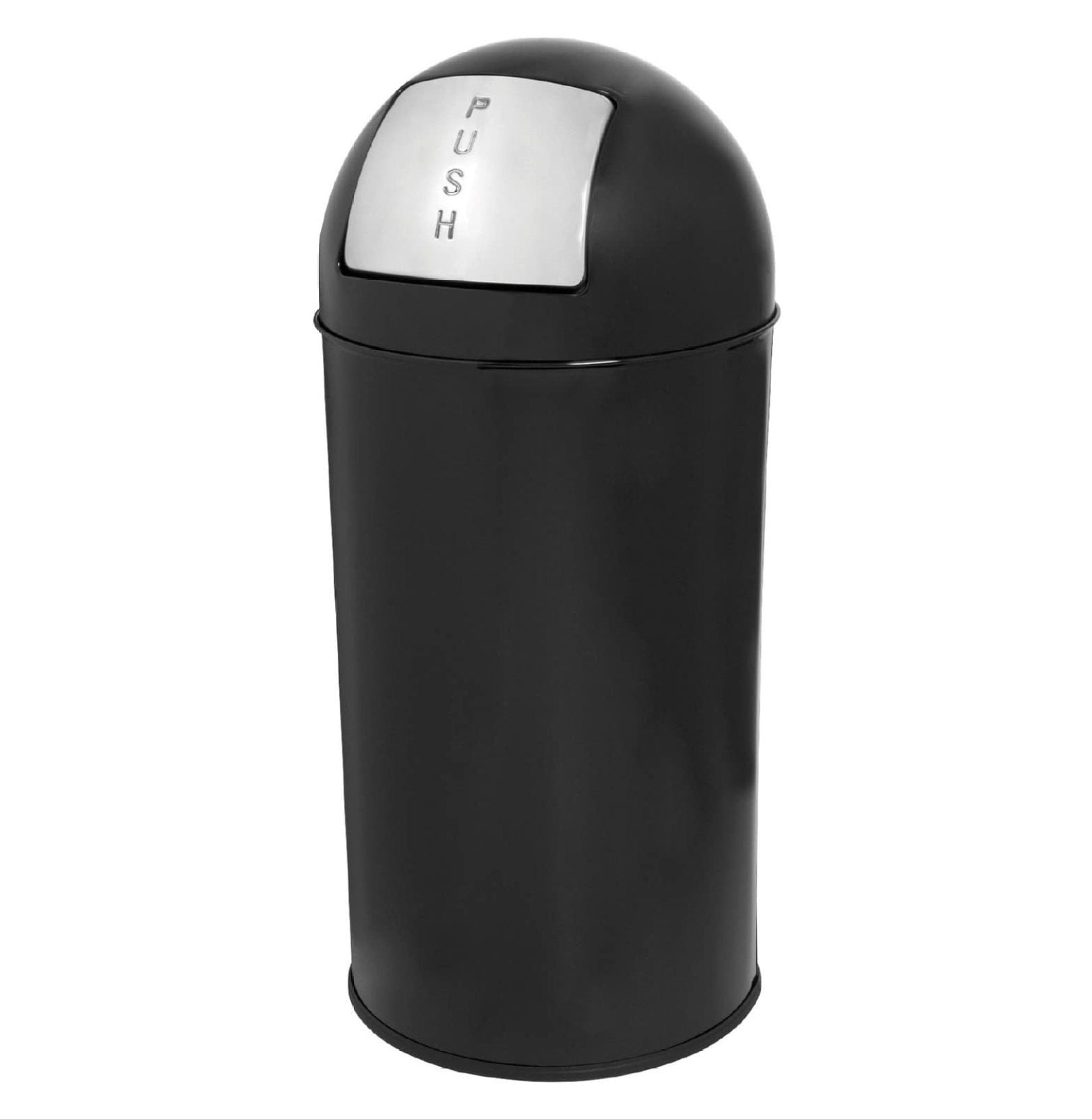 Black Galvanized Steel Push Pedal Office Trash Can