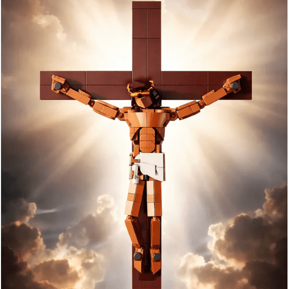 588PCS Jesus Christ Crucifixion Building Block Set, Religious Christian Cross Toys Model Kit, Spiritual Easter Gift & Home Decor Collectible