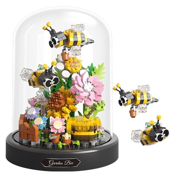 588pcs Bee & Flower Building Block Set, bee Model Home Office Decor, Creative Gift for Valentine‘s, Birthday, Mother‘s Day for Her, Wife, Mom, Daughter