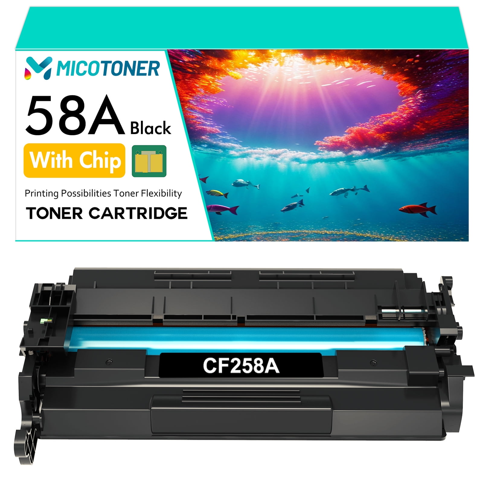 58A CF258A Black Toner cartridge with Chip, Compatible with HP 58A