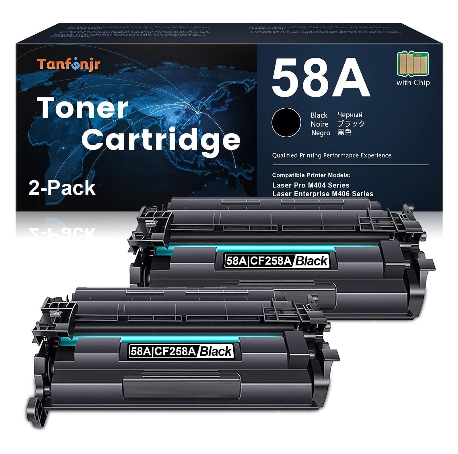 58A CF258A Toner with Chip Compatible 2 Pack 58A Toner Cartridge