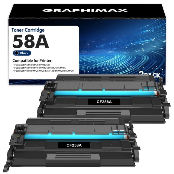 58A Toner Cartridge Black Compatible for HP 58A 58X Toner to use with Laserjet Pro MFP M428fdw M404dn M404n M404dw M428fdn M430f M406dn Printer (2 Black with Chip)