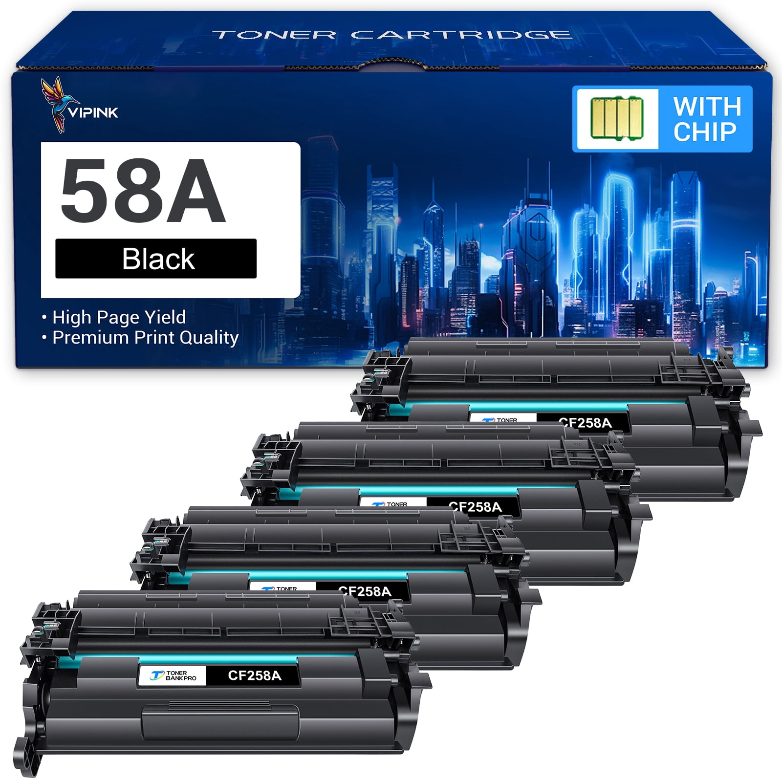 58A Toner Cartridge Black (with Chip) CF258A Compatible for HP 58A ...