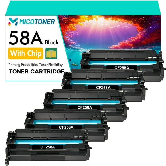 58A Toner Cartridges with Chip Compatible for HP 58A CF258A LaserJet Pro M404n M404dn M428fdw M428fdn M404 M404dw M428 M428dw M406 M430 M304 Printer Ink | 5 * Black