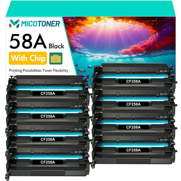 58A Toner Cartridges with Chip Compatible for HP 58A CF258A LaserJet Pro M404n M404dn M428fdw M428fdn M404 M404dw M428 M428dw M406 M430 M304 Printer Ink | 8 * Black