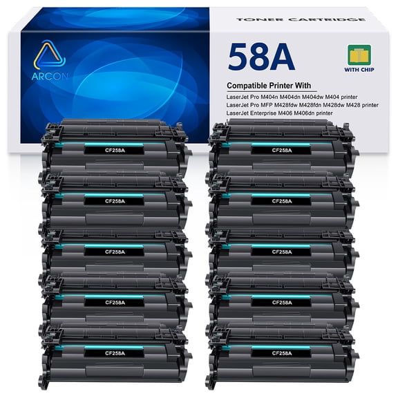 58A Toner Cartridges Compatible for HP 58A 58X CF258A CF258X M404n M428fdw M406dn HP Laserjet Pro M404 MFP M428 M304 Enterprise M406 M430 Printer Ink (Black, 10-Pack)