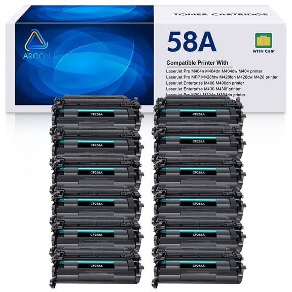 58A Toner Cartridges Compatible for HP 58A 58X CF258A CF258X M404n M428fdw M406dn HP Laserjet Pro M404 MFP M428 M304 Enterprise M406 M430 Printer Ink (Black, 12-Pack)