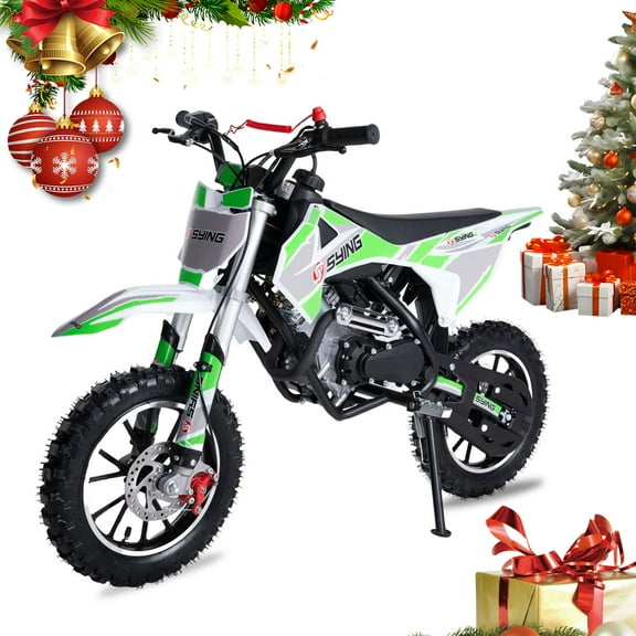 58CC 4-Stroke Dirt Bike, Pro Engine Gas Dirt Bikes for 8-14, Pull Start Motorbike, W/EPA Approved 10" Wheels Up to 21.75 Mph Mini Moto Gift Green