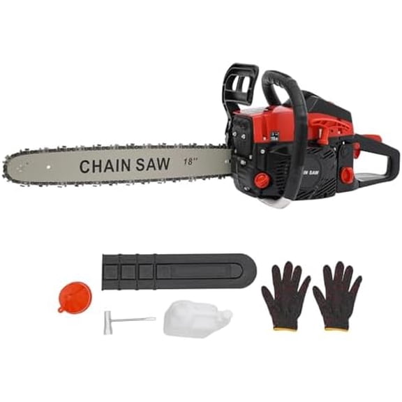 58CC Gas Chainsaw 18 Inch Chain Saw with 2-Cycle Engine, Petrol Handheld Gas Powered Chain Saws Quick Start For Forest, Wood, Garden and Farm Cutting Use$$Garden &