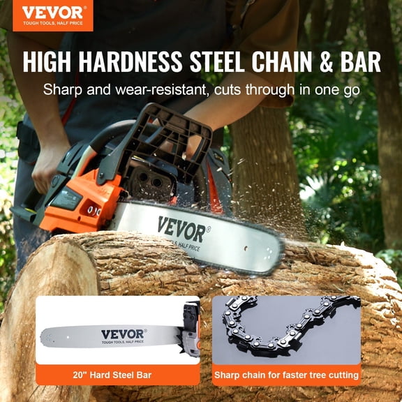 58CC Gas Chainsaw 20 Inch, Gasoline Powered Wood Cutter with Durable Engine for Tough Jobs