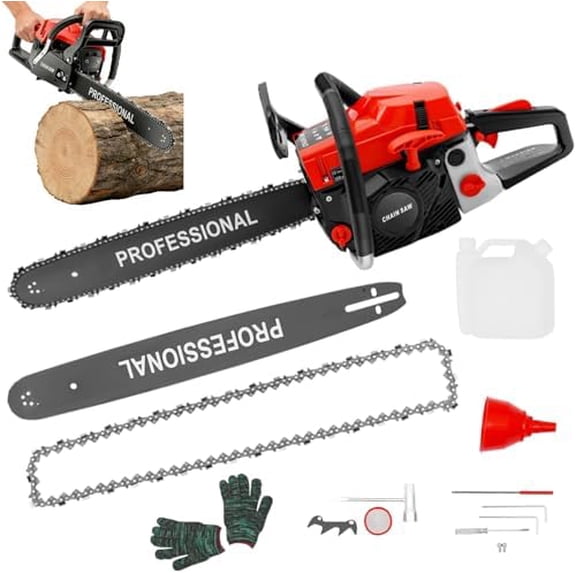 58CC Gas Powered Chainsaw,3.6-HP Single Cylinder,Air-Cooled,2-Cycle Engine,20 Inch Chainsaw,Handheld Cordless Chain Saw with Automatic Adjustable Oil Pump,Easy for Trees/Wood Cutting$$Garden & Patio