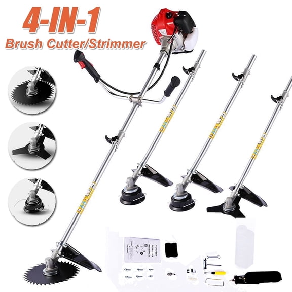 Adnoom 58CC 4-in-1 Gas Weed Eaters String Trimmer 2-Cycle, 18.5" Cutting Path Straight Shaft Weed Wacker, Weed Trimmer Brush Cutter w/4 Detachable Heads