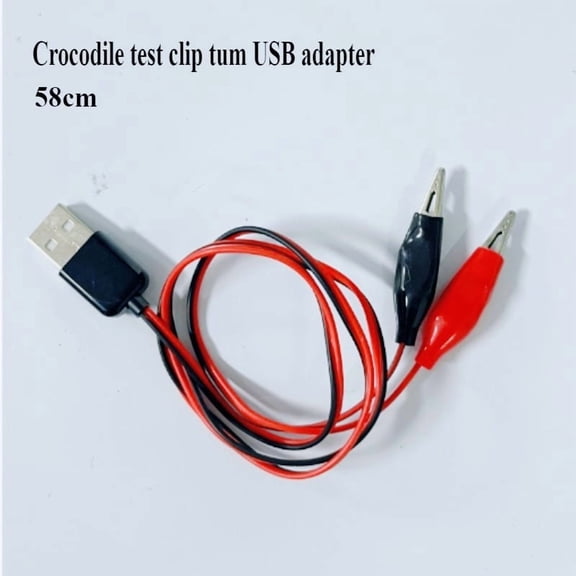 58CM Metal Alligator Clip Crocodile Electrical Clamp for Testing Probe Crocodile Test Clip to USB Adapter Multimeter Car Home