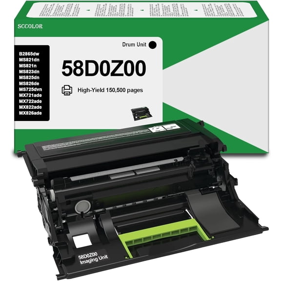 58D0Z00 Black Imaging Unit Compatible for Lexmark 58D0Z00 Imaging Unit Replacement for Lexmark MS821dn MS821n MS823dn MS825dn MS826de B2865dw MS725dvn MX721ade MX722ade MX822ade MX826ade