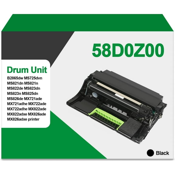 58D0Z00 Imaging Unit Black with Chip Compatible with Lexmark 58D0Z00 Drum Unit Black B2865dw MS821dn MS821n MS823dn MS825dn MS826de MS725dvn MX721ade MX722ade MX822ade MX826ade Printers(1Pack )