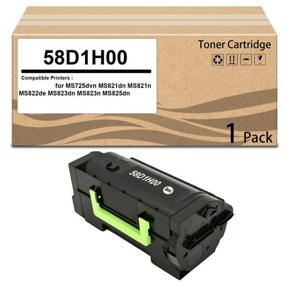58D1H00 Black High Yield Toner Cartridge Compatible for MS725dvn MS821dn MS822de MS823dn MS825dn MS826de MX721ade MX721adhe MX722ade MX722adhe MX822ade MX822adxe MX826ade MX826adxe Printers
