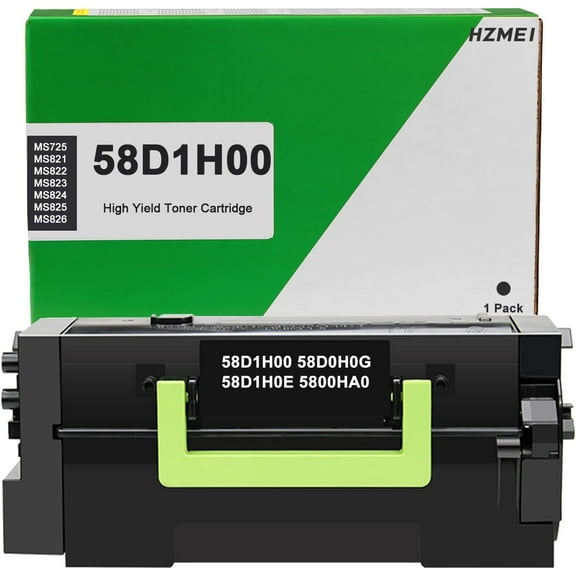 58D1H00 Toner Cartridge High Yield 58D1H00 58D0H0G 58D1H0E 5800HA0 Toner for Lexmark MS725 MS821 MS822 MS823 MS824 MS825 MS826 MX721 MX722 MX725 MX822 MX824 MX826 Laser Printer 15,000 Pages