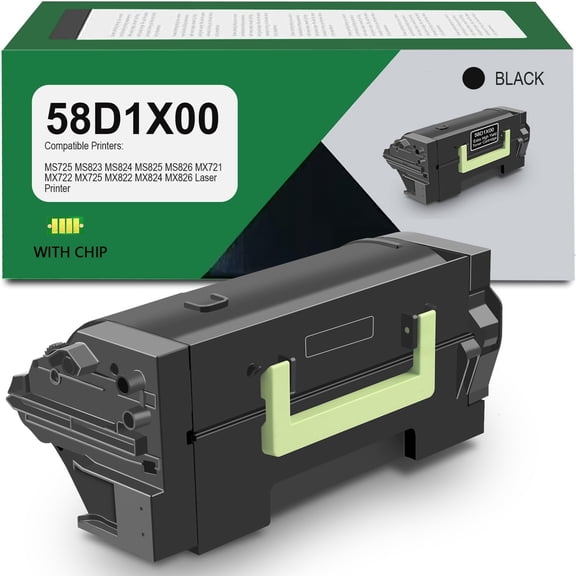 58D1X00 High Yield Toner Cartridge Compatible for Lexmark MS725 MS823 MS824 MS825 MS826 MX721 MX722 MX725 MX822 MX824 MX826 Laser Printer(Black)