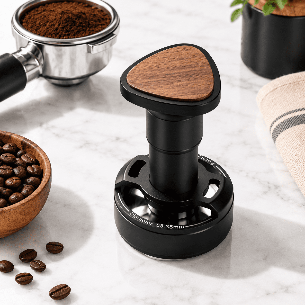 Distribution Installation 58MM Espresso Tamper and Coffee Distributor with Spring Loaded Bearing ...