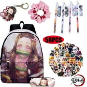 KCYSTA 58PCS Backpack Demon Slayer: Kimetsu no Yaiba Canvas Bag Tomioka Giyuu School Bags Girls Travel bag Mochila Feminina Notebook Bags Boy