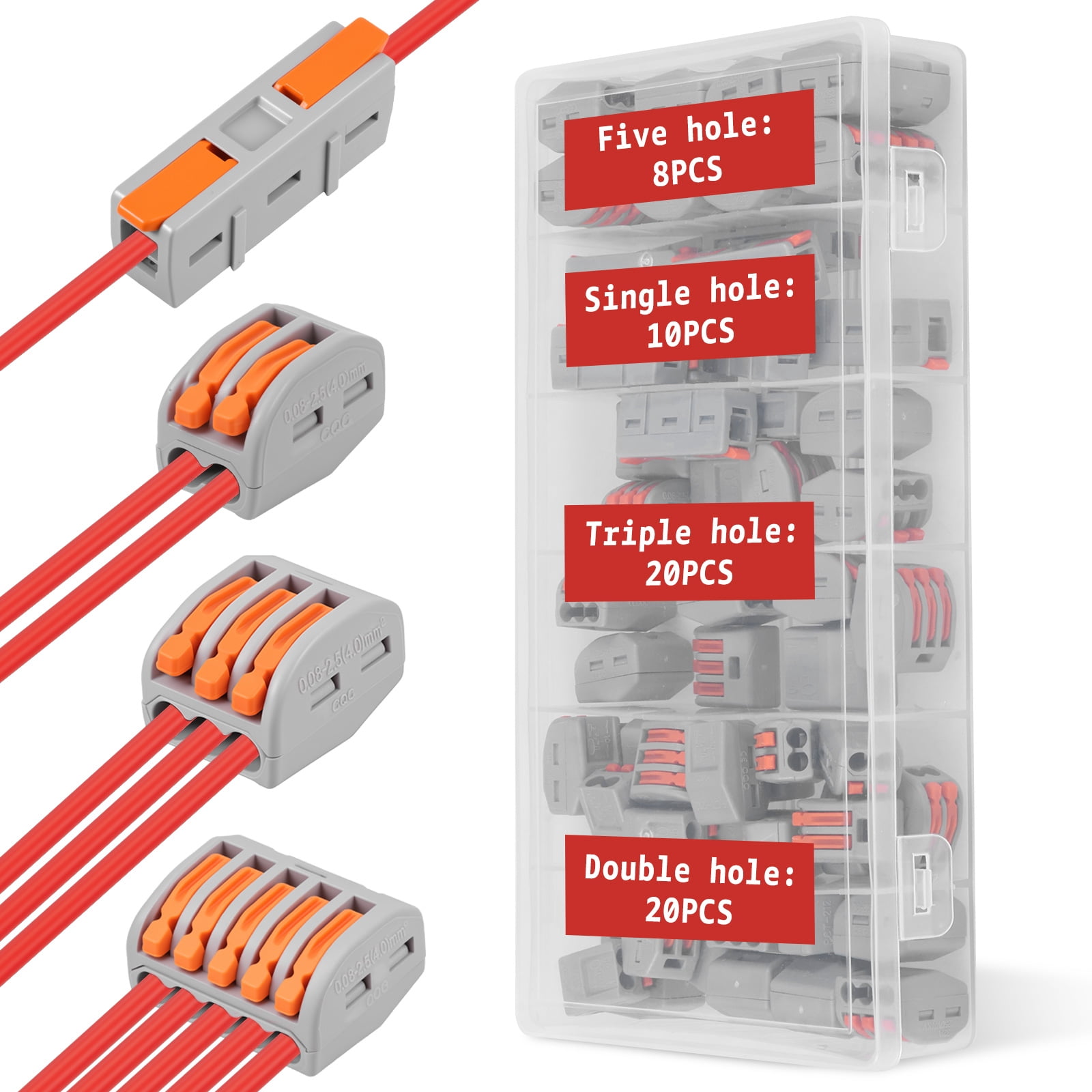 58PCS Lever Wire Connector Quick Wire Splice Connector Push in 2/3/5 ...