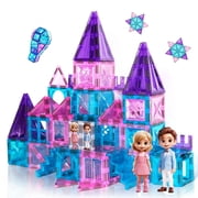 58PCS Princess Castle Building Blocks, Faceted Diamond STEM Toys for Kids Age 3-8, Fairy Tale Construction Set with Prince Princess Figures and Stairs, Creative Portable Playset