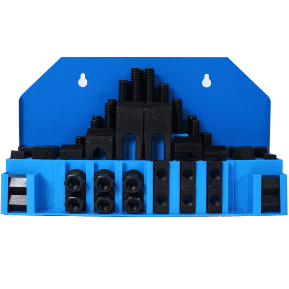 58Pc Mill Clamping Kit 5/8-11 Stud T-Slot Cleaner Wrench Blue Box