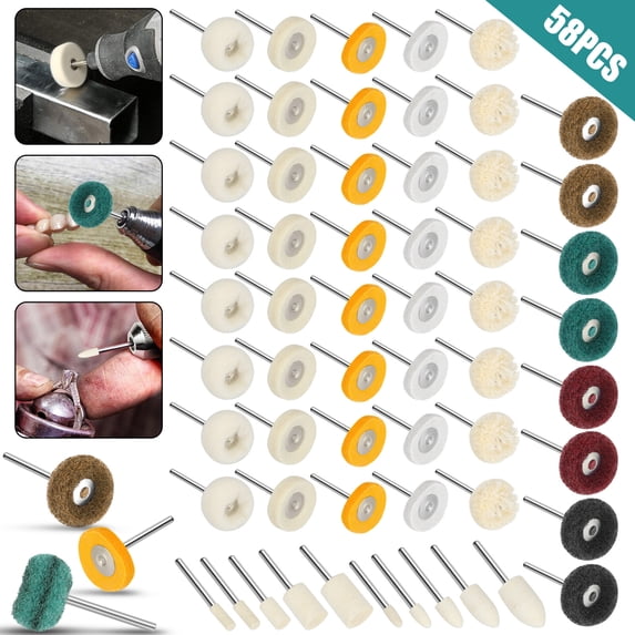 58Pcs Abrasive Polishing Wheel Buffing Pads Grinding Kit for Dremel Rotary Tool