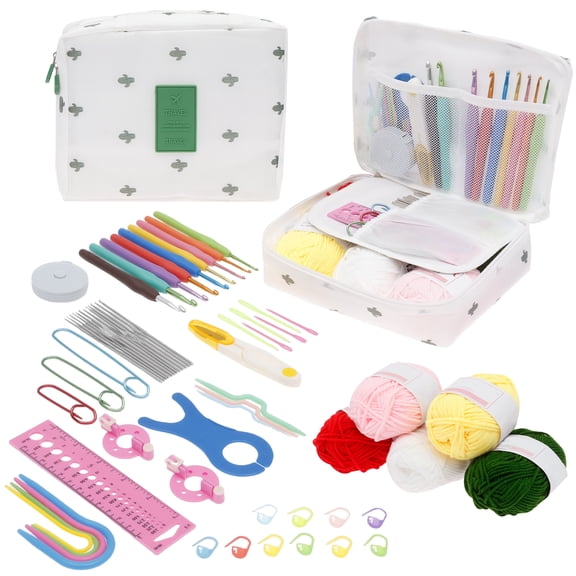 58Pcs Crochet Kit for Beginners Knitting Starter Kit with Colorful Yarn Crochet Hooks Storage Case for Kids Adults
