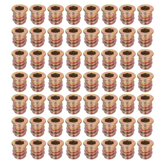 58Pcs Threaded Inserts Nuts, M6x12mm Hex Socket Drive Nut Inserts for Wood