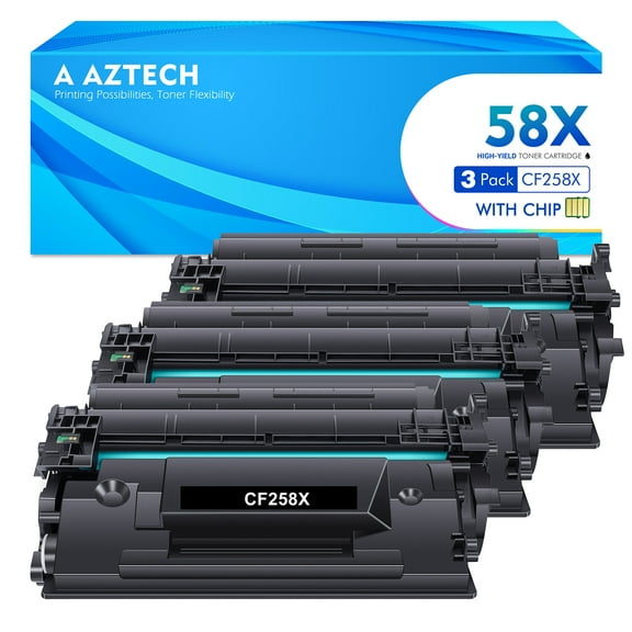 58X CF258X 58A CF258A Compatible for HP Laserjet CF258X 58X 58A Black Toner Cartridge 3-Pack for HP LaserJet Pro M404n M404 M404dw M404dn MFP M428fdw M428fdn M428dw M428 (Black, with Chip)