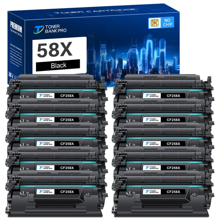 驚きの安さ CF258X Cartridge Toner 58X Black 10-Pack (NO-chip) プリンタアクセサリ
