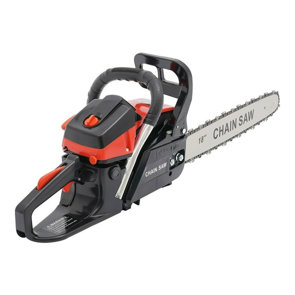 58cc Gas Chainsaw - 2.2Kw High-Power 2-Stroke Engine, 18" Cutting Bar for Wood Cutting/Forestry (Red/Black)