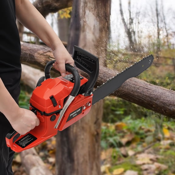 58cc Gasoline Chainsaw with 20" Guide Bar, 2.4KW Power, Automatic Lubrication, Safety Features, for Wood Cutting, Pruning, and Logging